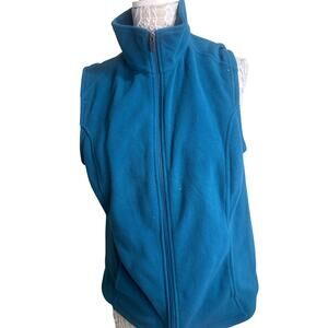 Lands’ End Teal Blue Zip-Up Vest 100% Polyester Women’s 14/16 EUC-Athleisure